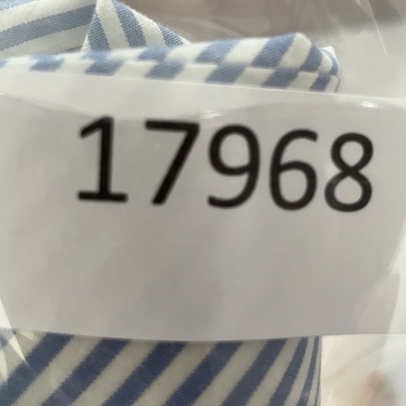 Ann Taylor Shirt Womens Sz XL Blue White Striped Long-Sleeve Blouse Tie Waist - Picture 7 of 7